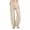 Khaki, variant on Fgnfyis Women's Pants Linen Summer Wide Leg Casual Loose Drawstring High Waist Solid Color Palazzo Trousers with Pockets for Women White S
