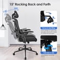 thumbnail image 3 of Chaise de Bureau Ergonomique à Dossier Haut avec Soutien Lombaire en Forme de C et Appuie-Tête 2D Ajustable, Chaise d'Ordinateur Exécutive Pivotante en Maille Confortable pour la Maison, le Bureau, l'Étude, le Jeu, 3 of 10