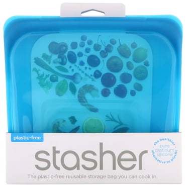 Stasher , Sac Alimentaire en Silicone Réutilisable, Format Sandwich/moyen, Bleuet, 15 fl oz (450 ml)