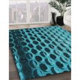 thumbnail image 3 of Ahgly Company Tapis d'Intérieur Rectangulaire Transitionnel Lavable à la Machine, Bleu Turquoise Vif, 5 Pieds x 7 Pieds, 3 of 7