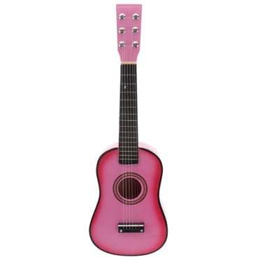 Guitare Acoustique Folk de 23 Pouces Instrument de Musique pour Débutant Guitare à 6 Cordes Jouet pour Enfants (Rose)