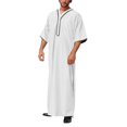 thumbnail image 2 of XDZJLR Mens T Shirts Casual Loose Muslim Arab Dubai Robe Middle Sleeve Button Retro Tee, 2 of 4