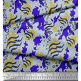 thumbnail image 3 of Soimoi Blue Modal Satin Fabric Leopard & Wild Animal Skin Decor Fabric Printed BTY 42 Inch Wide, 3 of 3