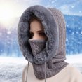 thumbnail image 2 of Women Winter Outdoor Riding Headgear Cold-Proof Ski Cap Warm Bib Face Mask Integrated Cold-Proof Hood Hat, 2 of 5