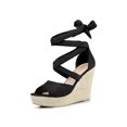 thumbnail image 1 of BLISSFUL STEP Chaussures pour Femmes Espadrilles à Lacets Sandales Compensées à Plateforme Noir 9, 1 of 8
