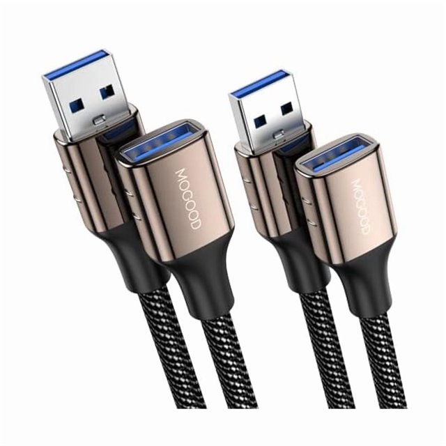 LujingZ USB 3.0 Extension Cable 2M+2M, USB A Male to A Female Extender, Supports 5Gbps High Speed Data Transfer, USB Extender Cord Compatible with lights, PC, laptop, tablet, Macbook