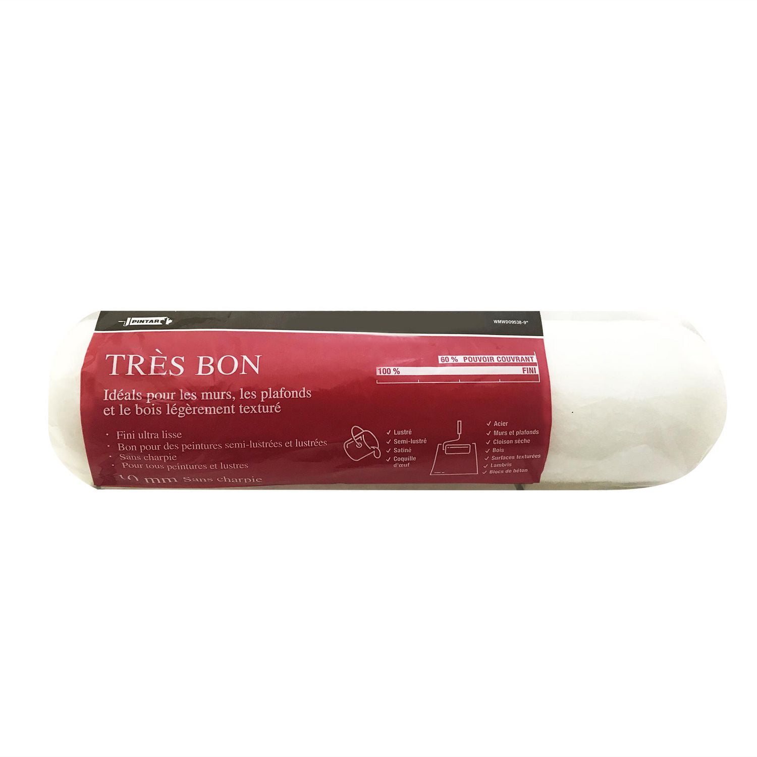 Pintar Très Bon Manchon pour rouleau non pelucheux tissé, 9.5" x 3/8" (240mm x 10mm)