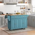thumbnail image 2 of HOMCOM Kitchen Island with Storage, Kitchen Cart with Drop Leaf, Light Blue, 2 of 10