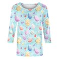thumbnail image 4 of UPPADA T-Shirts de Pâques pour Femmes Bunny Lapin Oeuf Imprimé T-Shirts Manches 3/4 Col Rond T-Shirts d'Été Décontractés Mignons T-Shirts Graphiques Chandail Confortable Haut Vert,P, 4 of 5