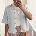 thumbnail image 2 of Cameland Women's Solid Color Round Neck Button Five Sleeve Casual Cardigan Sweater Top Round Neck Sweater, 2 of 6
