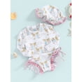 thumbnail image 3 of SUNSIOM Toddler Baby Girl Rash Guard Swimsuit Long Sleeve Bathing Suit Beach Bathing Suits with Sun Hat, 3 of 9