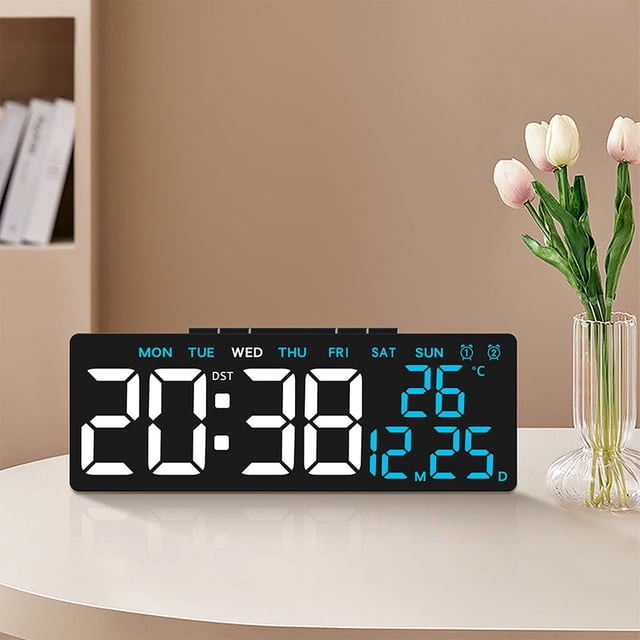 Birdeem Réveil Numérique, Réveil à Piles, Horloge Électronique Multifonctionnelle Affichage de la Date et de la Température Horloge Led Réveil Led