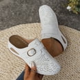 thumbnail image 2 of Clogs for Women Mules Slide Closed Toe Clog Buckle Decor Hollow out Comfortable Wedge Mule White, 2 of 7