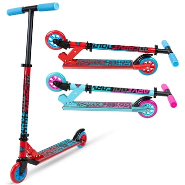 Folding Kick Scooter for Kids Ages 5–10 – Carve 100 – Lightweight Steel Frame, Adjustable Handlebar, Smooth 100 mm Wheels – Red – Madd Gear