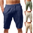 thumbnail image 1 of Txeol Linen Shorts for Men Summer Soild Color Beach Shorts Elastic Waist Drawstring Outdoor Shorts with Pockets Breathable Sports Shorts Limited Time Deal,Khaki,XXXL, 1 of 6