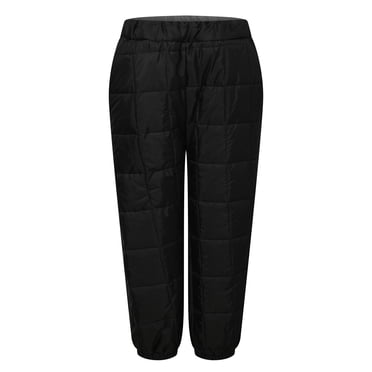 Lenpel Pantalon de Neige pour Femmes en Coton Doublé en Molleton, Taille Haute Élastique, Pantalon Matelassé Style Doudoune, Rembourré, Chaud pour l'Hiver, Pantalon d'Extérieur (Noir, Très Grand)