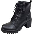 thumbnail image 1 of CEHVOM Ankle Boots Women Zipper Solid High Heel Slip Round Toe Fall Winter Chunky Booties, 1 of 6