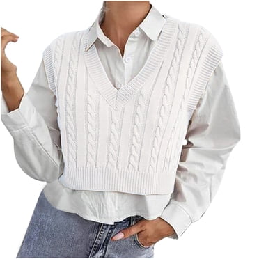 EGNMCR Chandails pour Femmes Femmes Mode Décontractée Sans Manches Gilet Tricoté Femmes Mode Gilet Chandail