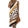 thumbnail image 1 of Pompotops Robe Longue Maxi Sans Manches à Imprimé, Col en V, Poches, Décontractée pour Femmes, Grande Taille, 1 of 8