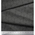 thumbnail image 2 of Soimoi Gray Velvet Fabric Maze Cube Geometric Print Sewing Fabric Yard 58 Inch Wide, 2 of 3