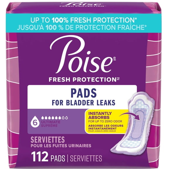 Poise Incontinence Pads for Women, Ultimate Absorbency, Regular