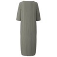 thumbnail image 2 of Innerwin Robe Midi Simple Robes pour Femmes Plage Col Rond Confortable Vert G, 2 of 3
