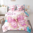 thumbnail image 1 of Erosebridal Literie Papillons Roses de Rêve Format Grand, Accessoires de Literie Floraux Chics, Réversible 7 Pcs, 1 of 5