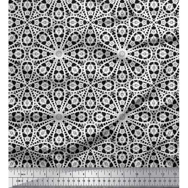 Soimoi Viscose Chiffon Fabric Floral Block Printed Craft Fabric by the Yard 42 Inch Wide