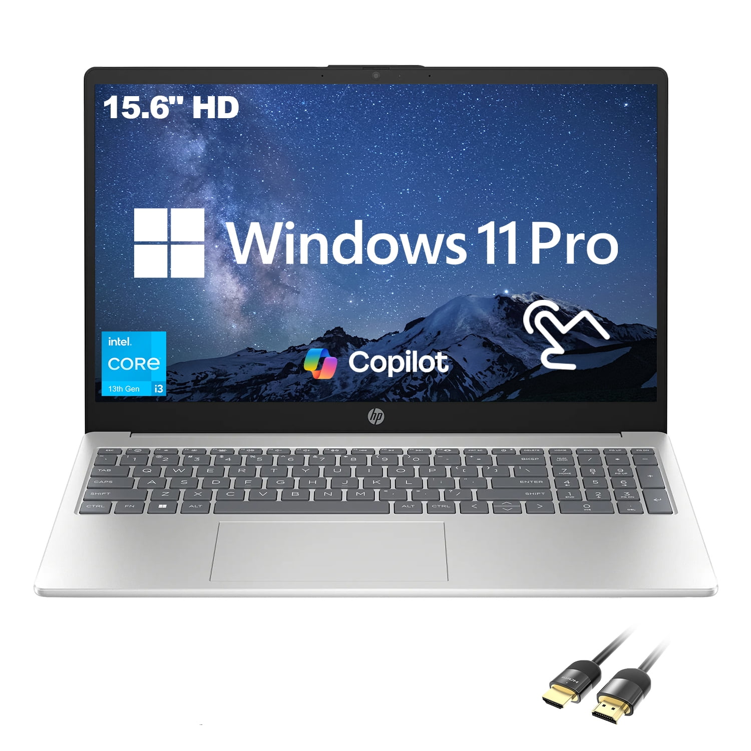 HP 2025 New 15.6" HD Touchscreen Laptop, Intel i3-1315U, 64GB RAM, 2TB SSD, AI Copilot, HDMI Cable, US Version KB, For Business & Student, Windows 11 Pro
