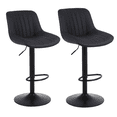 thumbnail image 1 of Modern PU Leather Bar Stools Set of 2, Swivel Counter Height Barstools with Back and Footrest, Sturdy Base Dia 41cm, Adjustable Kitchen Island Stool Dining Chairs, Black, 1 of 9