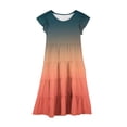 thumbnail image 4 of Tranfacy Robes d'Été pour Ados, Robes pour Filles Taille 10-12, Robe d'Été pour Filles 6-15 Mode Robe à Dégradé de Couleurs avec Poches Manches Courtes Col Rond Robe Trapèze, 4 of 5