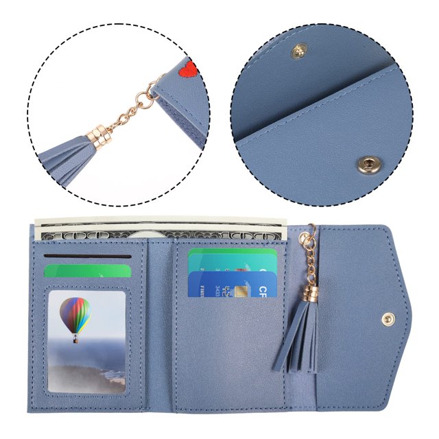 Youkk Elegant Women S Purse With Multiple Card Slots Exquisite Craft Hand Wallet Tassel Good Hand Feeling Blue 1Set