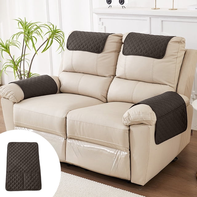 Todaioua Checkered Pattern Sofa Armrest Cover, Headrest Cover for Recliner Chair Arm Cover, Armchair Slipcover with 2 Storage Pockets, Furniture Protector for Sofa Couch