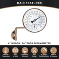 thumbnail image 2 of 4 Inch Brass Outdoor Thermometer, Outside Decorative Thermometer for Patio, Window, Greenhouse, Garage, 2 of 8