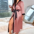 thumbnail image 2 of Sexy Plus Size Robe for Women, Colorblock Long Silk Satin Robes Bathrobe Wedding Valentines Boudoir Sleepwear, 2 of 3