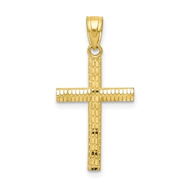 Pendentif Croix Taille Diamant en Or Jaune 10K