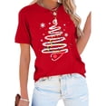 thumbnail image 2 of LUOGENLI T-shirts pour Femme pour Femmes Imprimé de Noël Col Rond T-Shirt pour Femmes Manches Courtes Haut Festif des Fêtes 4TG T-shirts pour Femmes T-shirts Graphiques T-shirts Fête de la Saint-Patrick Rouge TTG, 2 of 4