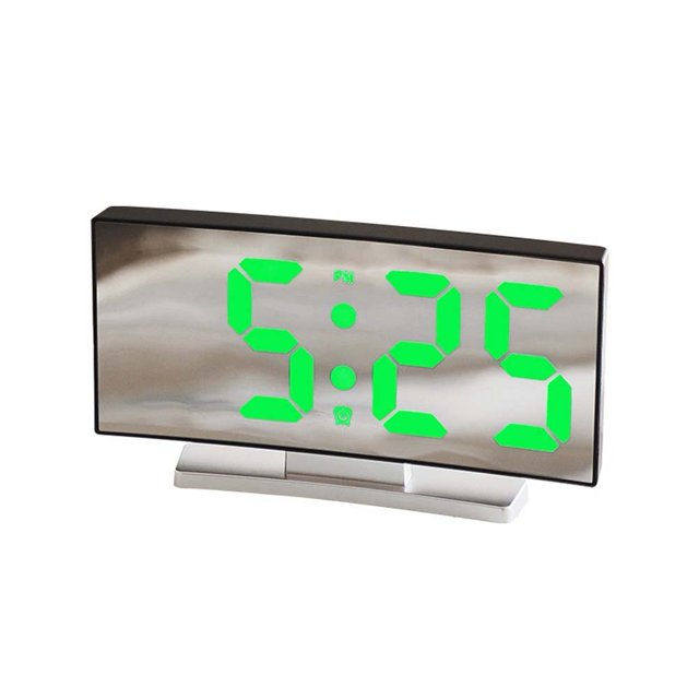 Bgsha 1PC Led Electronic Clock Desktop Clock Simple Alarm Clock Curved Screen Clock