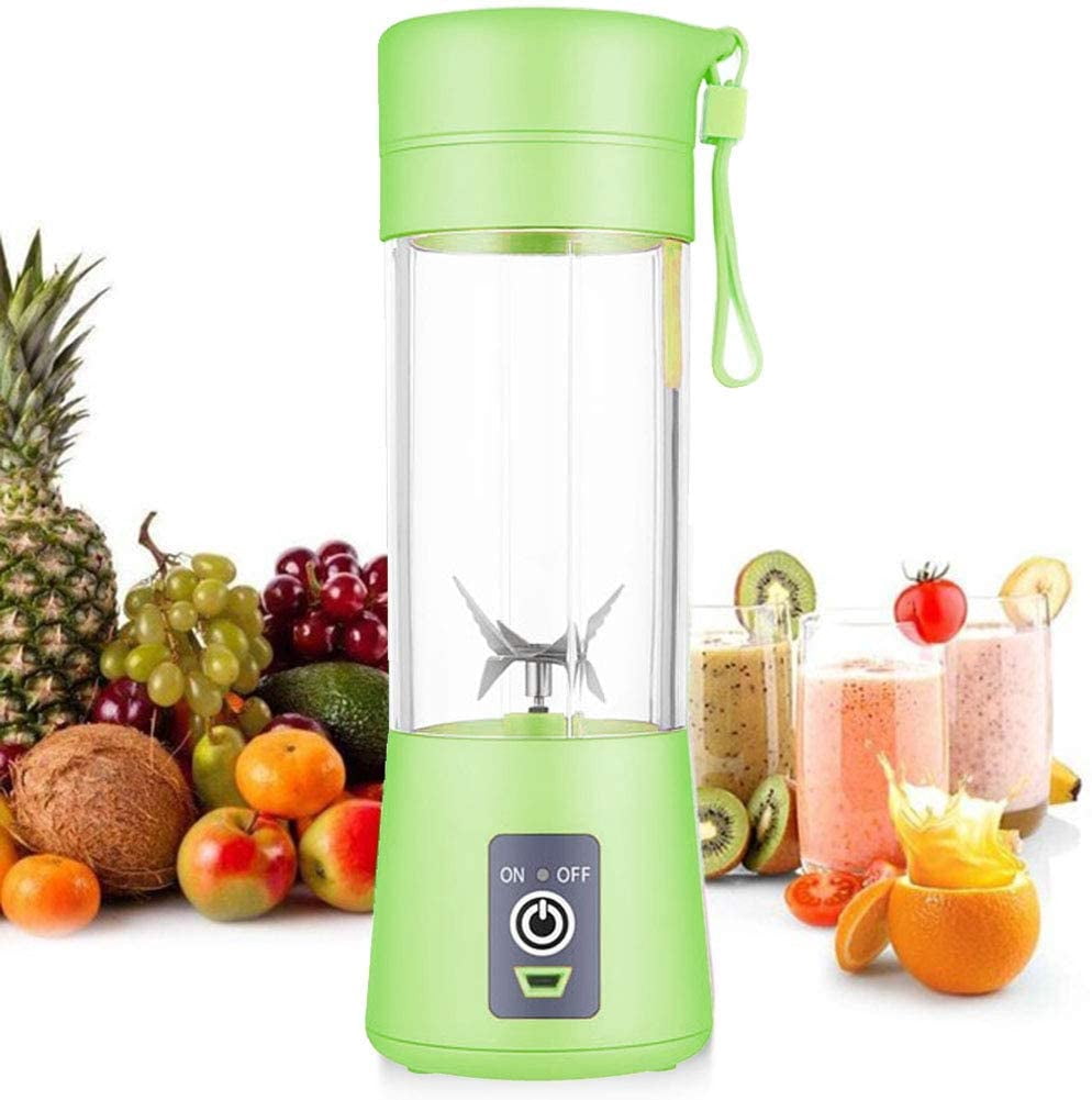 Personal Blender, Portable Juicer Electric Fruit Blender, Mini Blender Smoothie Maker Mixer, Usb Juice Blender, Rechargeable, 6 Blades In 3d For Excellent Blending, 380 Ml Green
