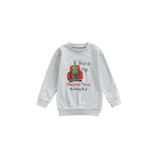 FAROOT Christmas Car Letter Print Long Sleeve Round Neck Sweatshirt