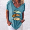 thumbnail image 2 of Pompotops Femmes Mode Casual Chemises Manches Courtes Tee Tops Chemisier, 2 of 4