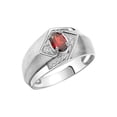 thumbnail image 3 of RYLOS Mens Rings Sterling Silver Ring 6X4MM Oval Shape Gemstone & Diamond Ring Garnet January Birthstone Rings For Man Silver Rings, Size 9, 3 of 7
