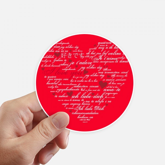 En Forme de Coeur Je t'Aime Jour de Valentine Autocollant Rond Mur Valise Ordinateur Portable Étiquette Pare-Chocs
