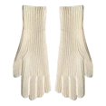 thumbnail image 1 of 1 Pair Women Gloves Knitted 2-Fingerless Touchscreen Stretchy Soft Wrist Hands Protection Solid Color Winter Thermal Women Motorcycle Riding Gloves for Outdoor, 1 of 10