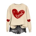 thumbnail image 1 of RKSTN Chandail pour Femmes 2024 Saint-Valentin Cœur d'Amour Imprimé Chandail Uni Col Rond Manches Longues Coupe Ample Blouse Hauts, 1 of 6