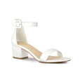 thumbnail image 1 of BLISSFUL STEP Women's Shoes Open Toe Block Heel Ankle Strap Sandals White 6, 1 of 8