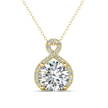 Cate & Chloe Alessandra 18k Yellow Gold Plated Silver Necklace with Simulated Diamonds for Women