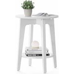 VASAGLE MAEZO Collection - Side Table, 2-Tier Small Round End Table, Nightstand with Tapered Legs, Curved Transitions, for Small Spaces, Living Room, Bedroom, Cloud White