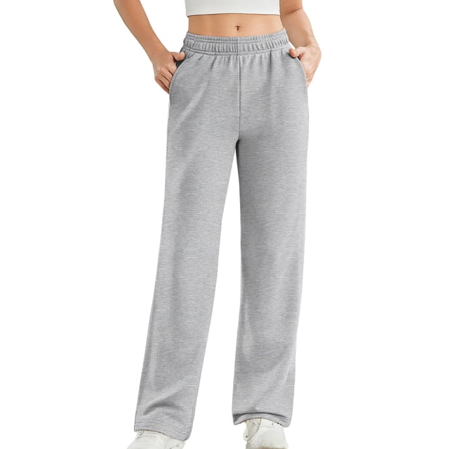 Womens Sweat Pants, Fashion Casual Solid Color Waist Sweatpants with Side Pockets