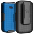 thumbnail image 2 of Case with Clip for Alcatel TCL Flip 2 Phone, Nakedcellphone [Grid Texture] Slim Hard Shell Cover and [Rotating/Ratchet] Belt Hip Holster Holder Combo for T408DL / TFALT408DCP - Cobalt Blue, 2 of 10